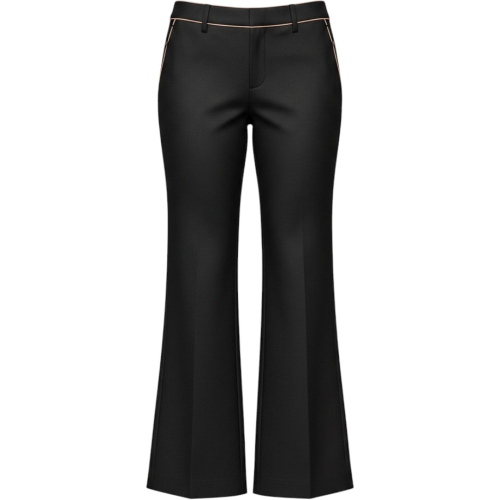 Rebecca Taylor Black Wide Leg Dress Pants Blush Pink Piping Size 10